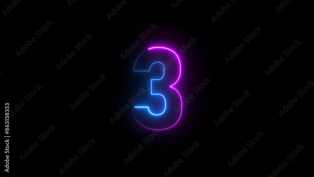 Abstract beautiful neon number 3 illustration background 4k. Abstract beautiful neon number 3 illustration background 4k.