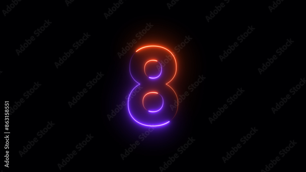 Abstract Neon text countdown 8 number illustration background. Abstract Neon text countdown 8 number illustration background.