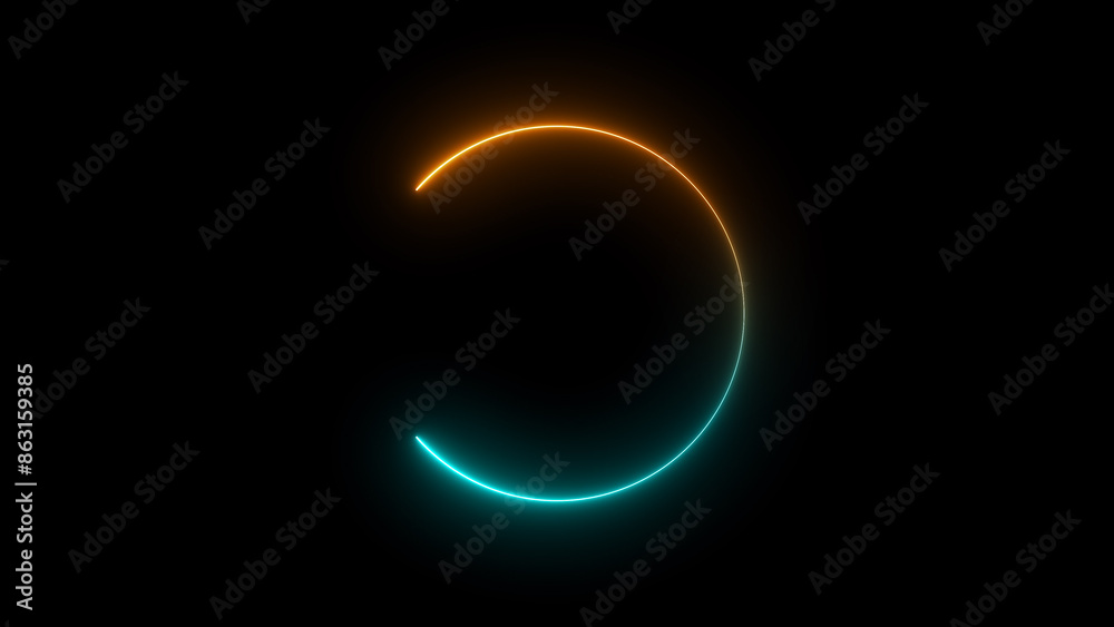 Abstract neon light glowing circle frame loading icon background illustration. Abstract neon light glowing circle frame loading icon background illustration.