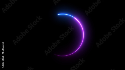 Abstract neon light glowing circle frame loading icon background illustration. © Aminul