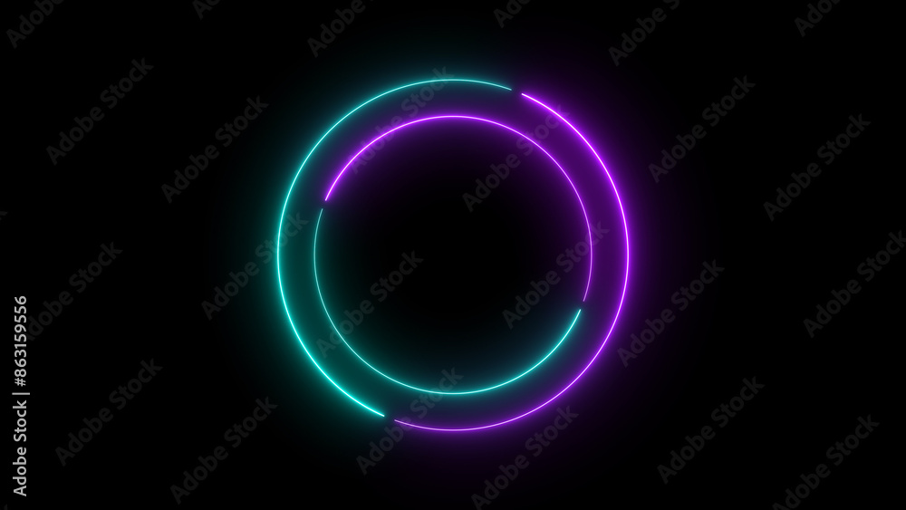 Abstract neon light glowing circle frame loading icon background illustration. Abstract neon light glowing circle frame loading icon background illustration.