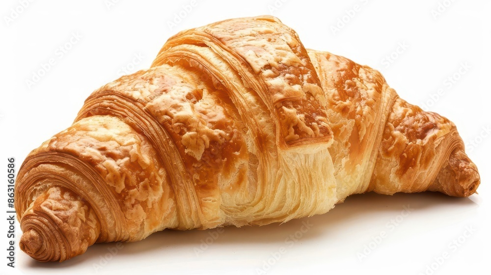 fresh golden croissant isolated on white background food photo cutout