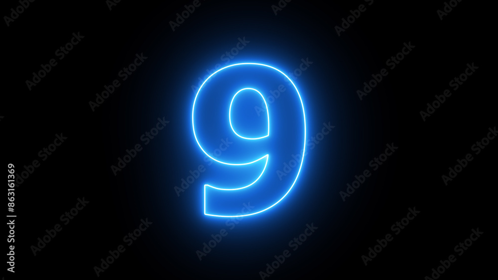 Abstract beautiful neon 9 number illustration background 4k. Abstract beautiful neon 9 number illustration background 4k.