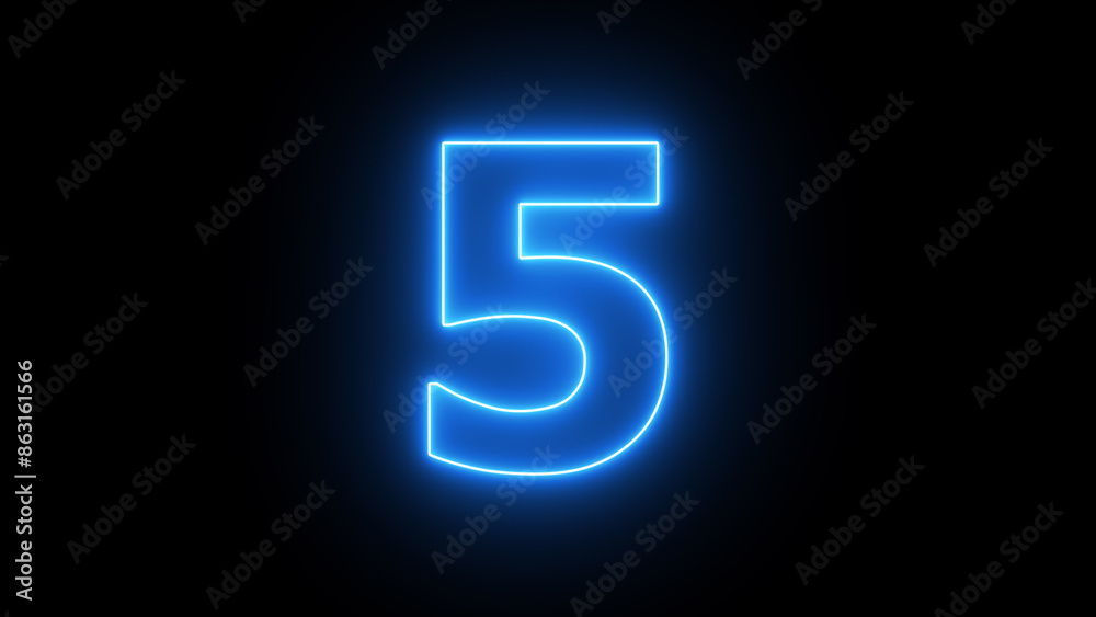 Abstract neon countdown 5 number illustration background 4k. Abstract neon countdown 5 number illustration background 4k.