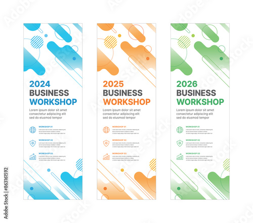 Set of business banner design templates in modern, abstract pattern style for schools, companies, workshops, events and presentations. Layout design template for banner, flyer, brochure, panel etc.