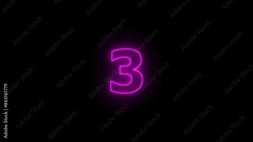 Abstract neon countdown 3 number illustration background. Abstract neon countdown 3 number illustration background.