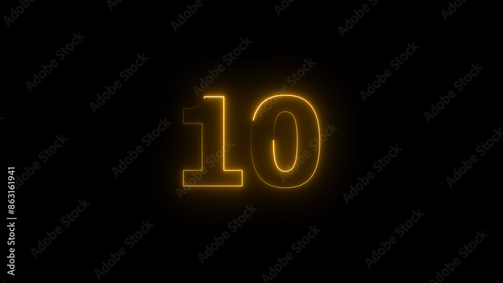 Abstract beautiful neon 10 number illustration background 4k. Abstract beautiful neon 10 number illustration background 4k.