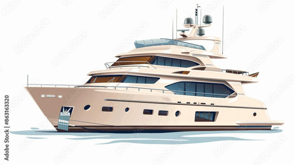 Vector illustration of luxury yacht in sea water. Vector illustration of luxury yacht in sea water.