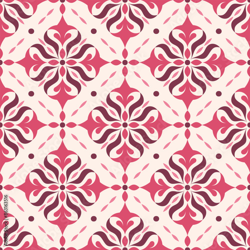 Pink, purple and white luxury vector seamless pattern. Ornament, Traditional, Ethnic, Arabic, Turkish, Indian motifs. Great for fabric and textile, wallpaper, packaging design or any desired idea. © Annartlab