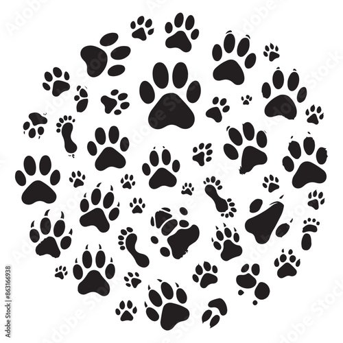 Black footprints of dogs, turn left-vector illustration