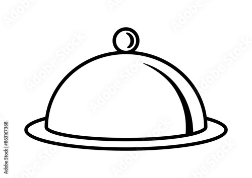 Illustration of dish with lid. Stylized kitchen and restaurant utensil.