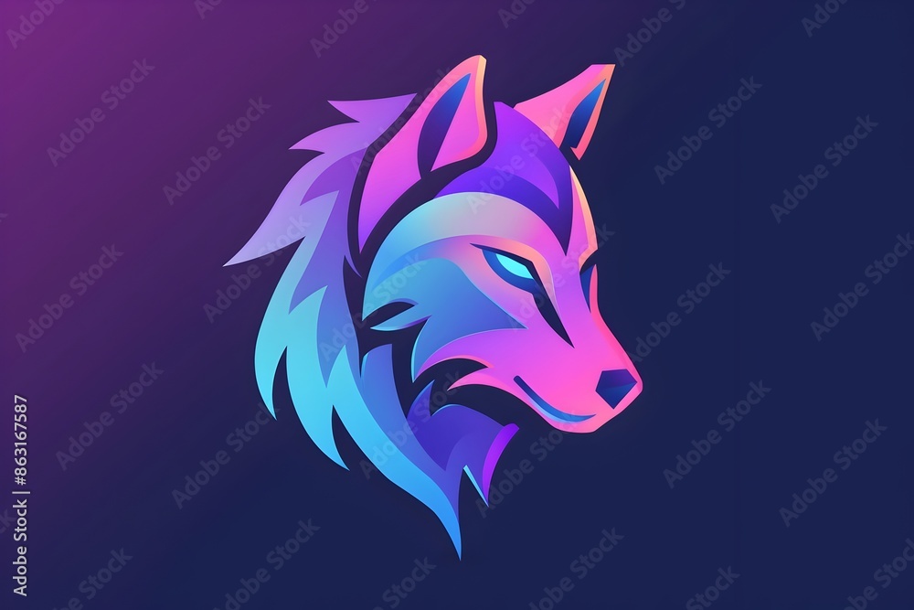 Obraz premium Minimalist 3D Robotic Wolf Logo for Branding and Marketing