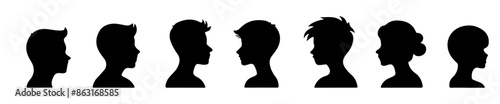 set of face illustration silhouette 