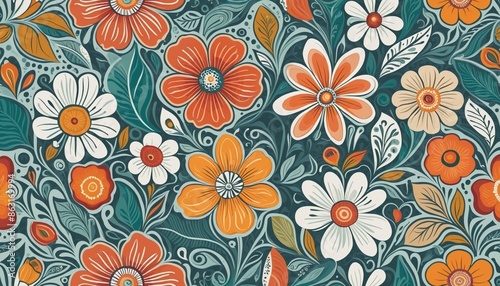 Wallpaper Mural Colorful and modern floral design for children's fashion cover in a seamless pattern illustration Torontodigital.ca