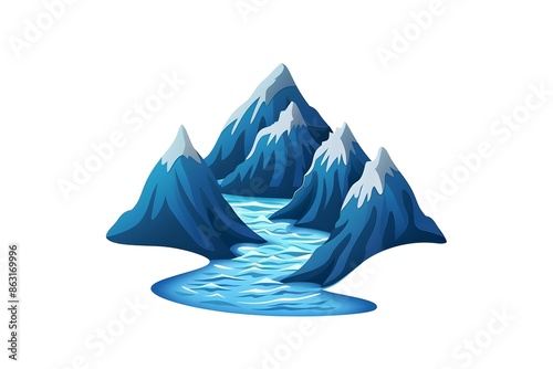 Minimalist 3D Mountain River Logo Emblem © Everything by Rachan