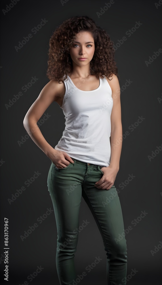 Full-body shot of a red-haired woman in a black leather jacket and tight blue jeans with high heels against a night city skyline, featuring water reflections, a wet ground, illuminated skyscrapers, an Full-body shot of a red-haired woman in a black leather jacket and tight blue jeans with high heels against a night city skyline, featuring water reflections, a wet ground, illuminated skyscrapers, an