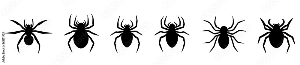 set of spider silhouette vector design set of spider silhouette vector design