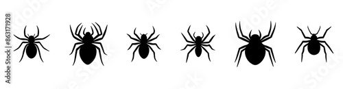 set of spider silhouette vector design