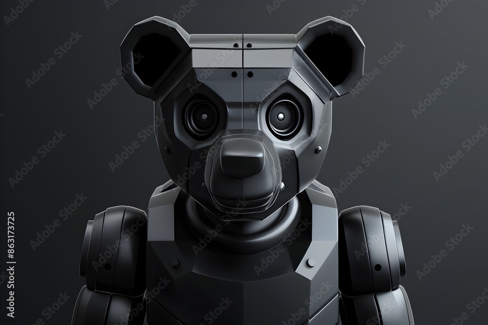 Naklejka premium Sleek and Futuristic 3D Robot Bear Logo Design