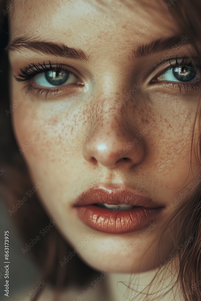 beautiful young woman with elegant eyes watching beautiful young woman with elegant eyes watching