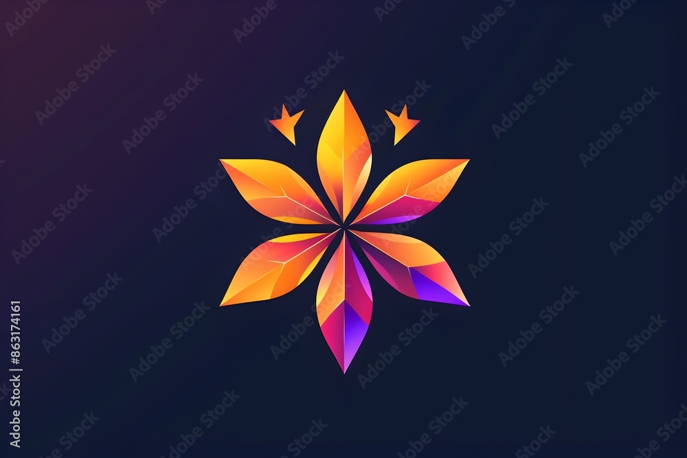 Sleek Geometric Logo with Blazing Star Design