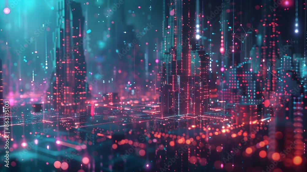 Fototapeta premium Mesmerizing Molecular Structures:Futuristic Digital Art Visualizing Intricate Data Networks
