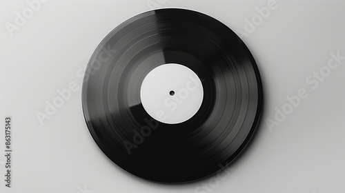 Vinyl record isolated on white background, 70s 80s 90s music concept.
