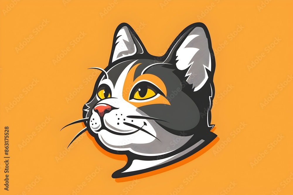 Fototapeta premium Vintage Inspired 3D Cat Logo for Branding and Design