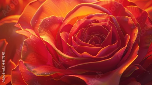 A detailed image of a red orange rose