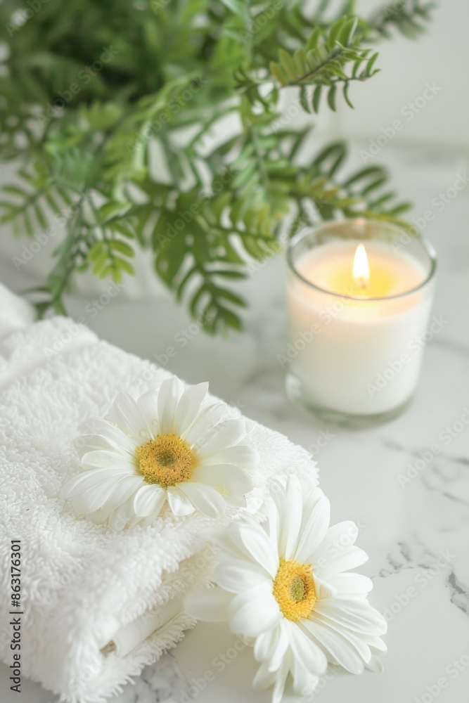White Towel with Candle White Towel with Candle