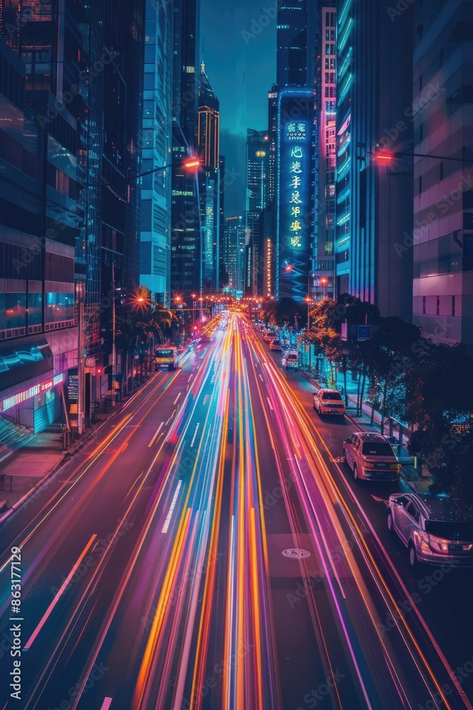 Fototapeta premium City Street Traffic Night