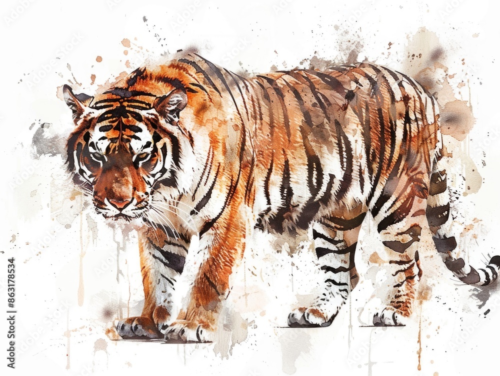 Obraz premium Tiger on White Background