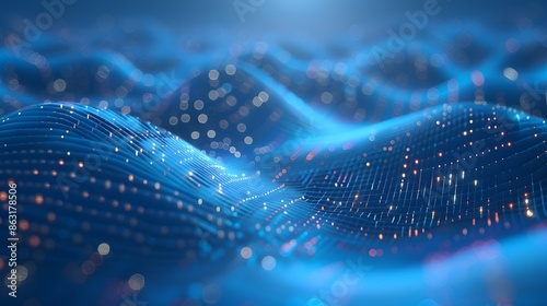 A digital representation of ocean waves with glowing patterns and dynamic blue textures, evoking a futuristic and fluid design.