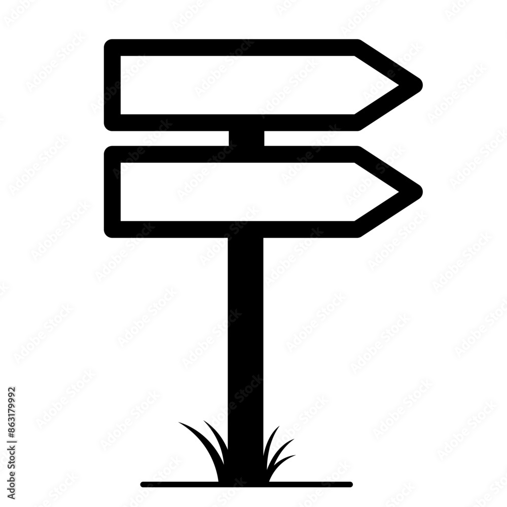 Signpost icon symbol. Outline vector illustration Signpost icon symbol. Outline vector illustration
