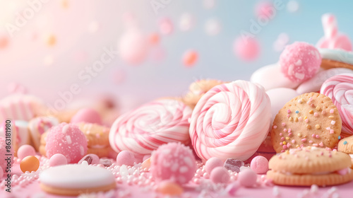 Lots of sweets on a pink background © DimaSabaka