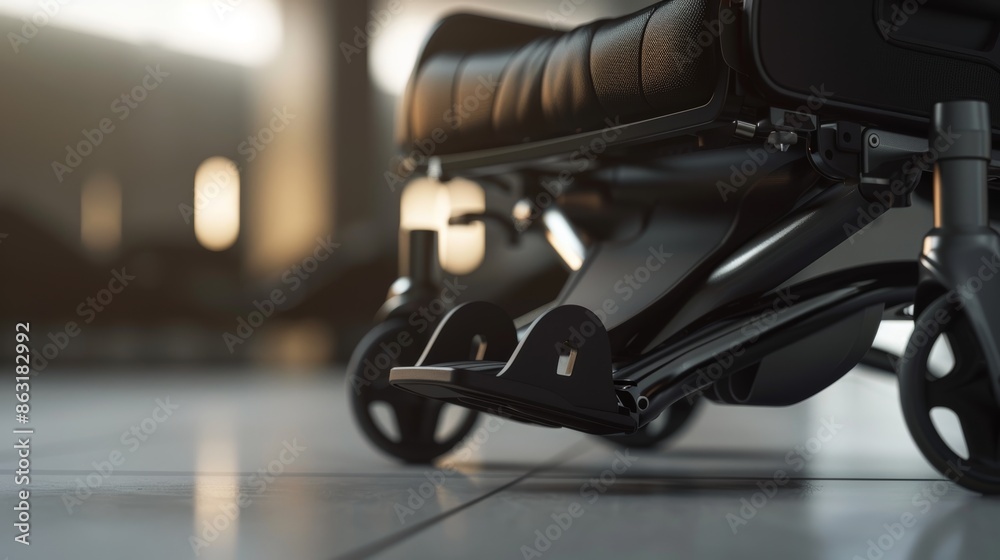 Fototapeta premium High-Resolution Footrest of Wheelchair in Modern Room with Soft Lighting and Anti-Slip Design