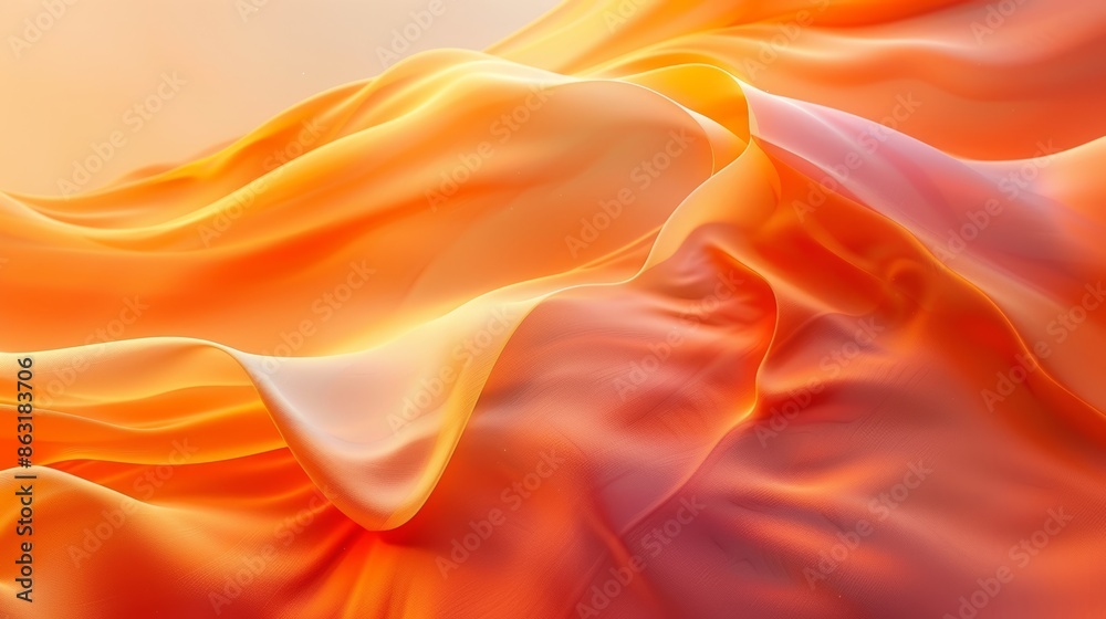 Obraz premium Orange wave abstract background, fluid and dynamic lines, vibrant and smooth, perfect for modern designs and creative projects, energetic and visually engaging, bright flow