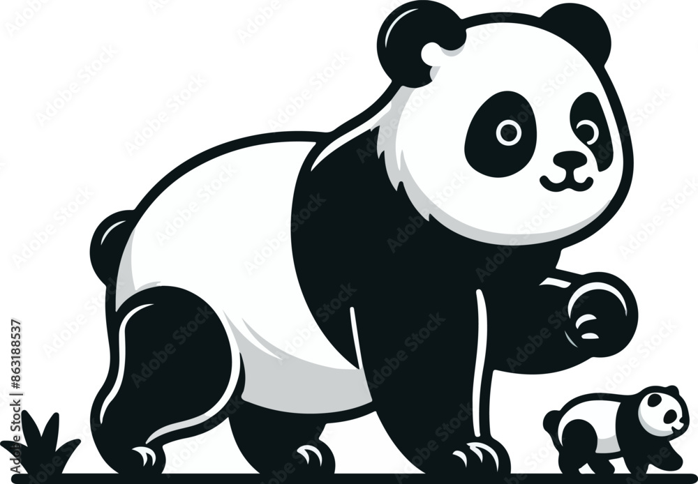 Naklejka premium Black panda vector illustration