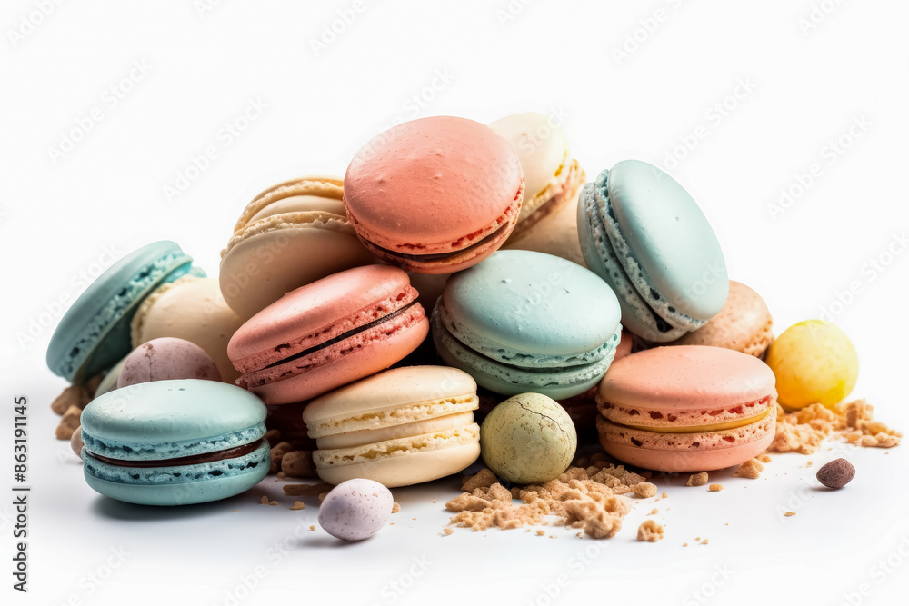 A pink and yellow pastry with bacon and egg on top. The pastry is decorated with sprinkles and looks delicious A pink and yellow pastry with bacon and egg on top. The pastry is decorated with sprinkles and looks delicious