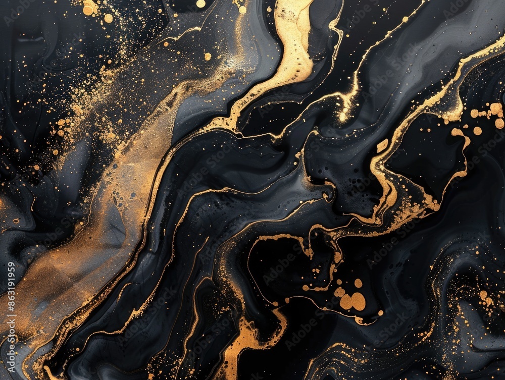 Black and Gold Marble Close Up Black and Gold Marble Close Up