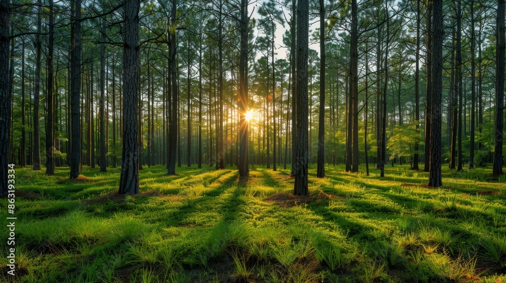 Obraz premium Originally from the Southeast United States, only 3% of longleaf pine forests remain because of timber harvesting.