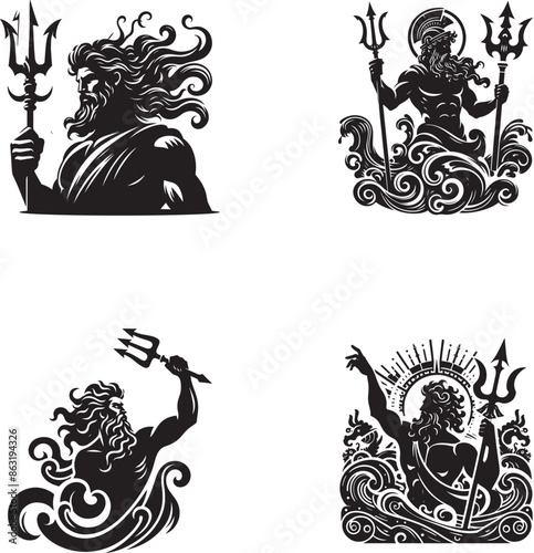 Poseidon Silhouette Vector Illustration