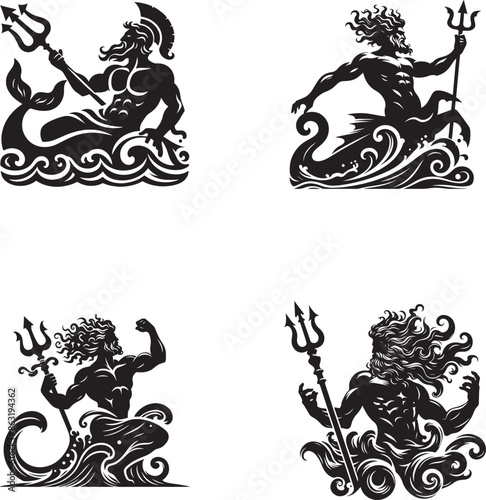 Poseidon Silhouette Vector Illustration