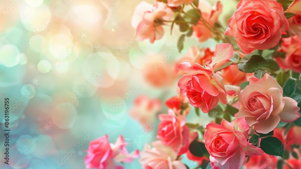 Background with a backdrop of rose flowers Background with a backdrop of rose flowers