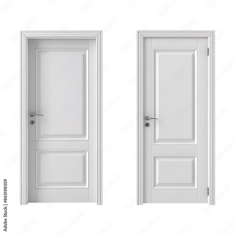 White panel doors isolated on transparent background remove png, Clipping Path White panel doors isolated on transparent background remove png, Clipping Path