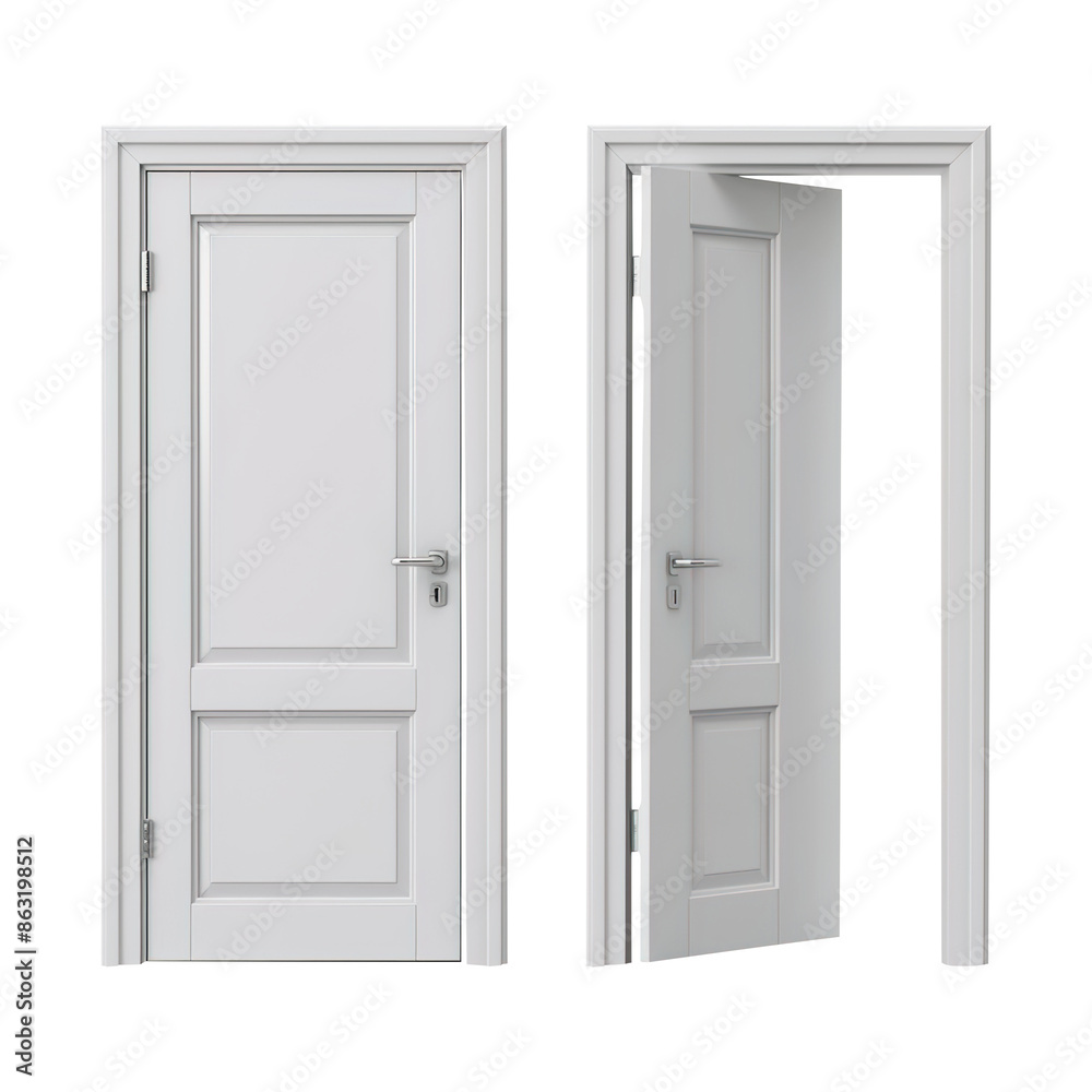 White panel doors isolated on transparent background remove png, Clipping Path White panel doors isolated on transparent background remove png, Clipping Path