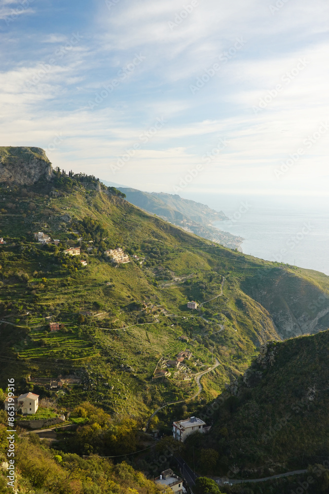 The panorama of Taormina, Sicily, Italy The panorama of Taormina, Sicily, Italy