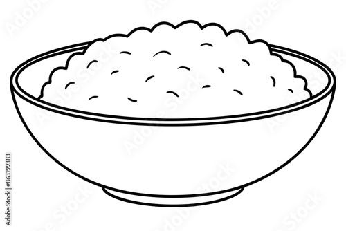 Hand drawn outline of seaweed rice bowl photo