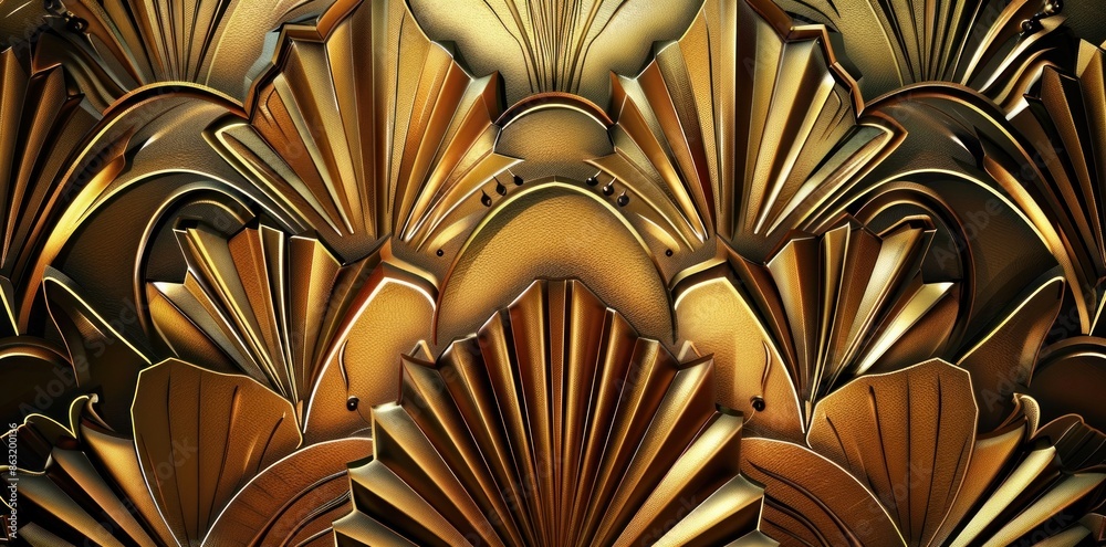 A gold leafy design with a lot of detail. The design is very intricate and ornate A gold leafy design with a lot of detail. The design is very intricate and ornate