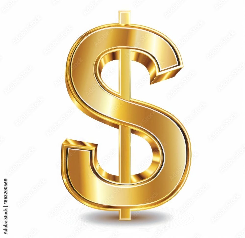 Golden Dollar Sign Icon on White Background Golden Dollar Sign Icon on White Background